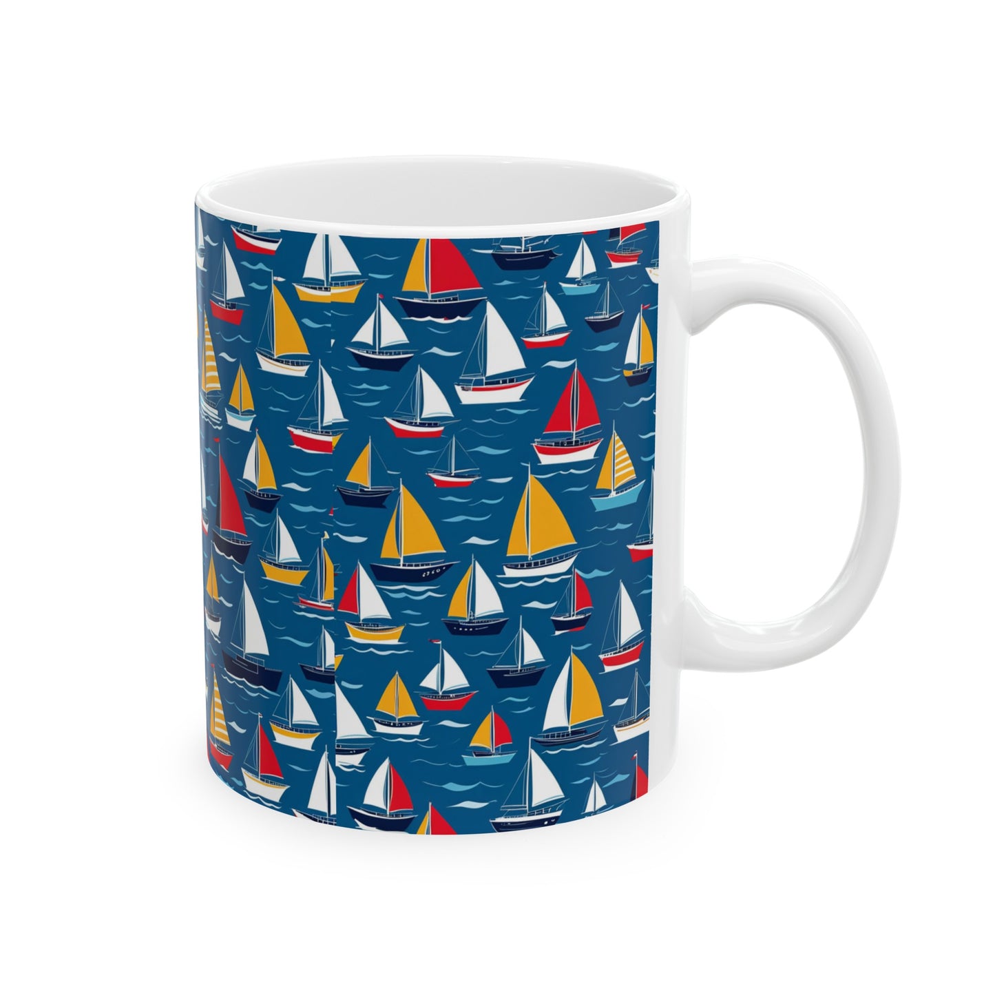 Sail boats, Ceramic Mug, (11oz) 0$ S&H