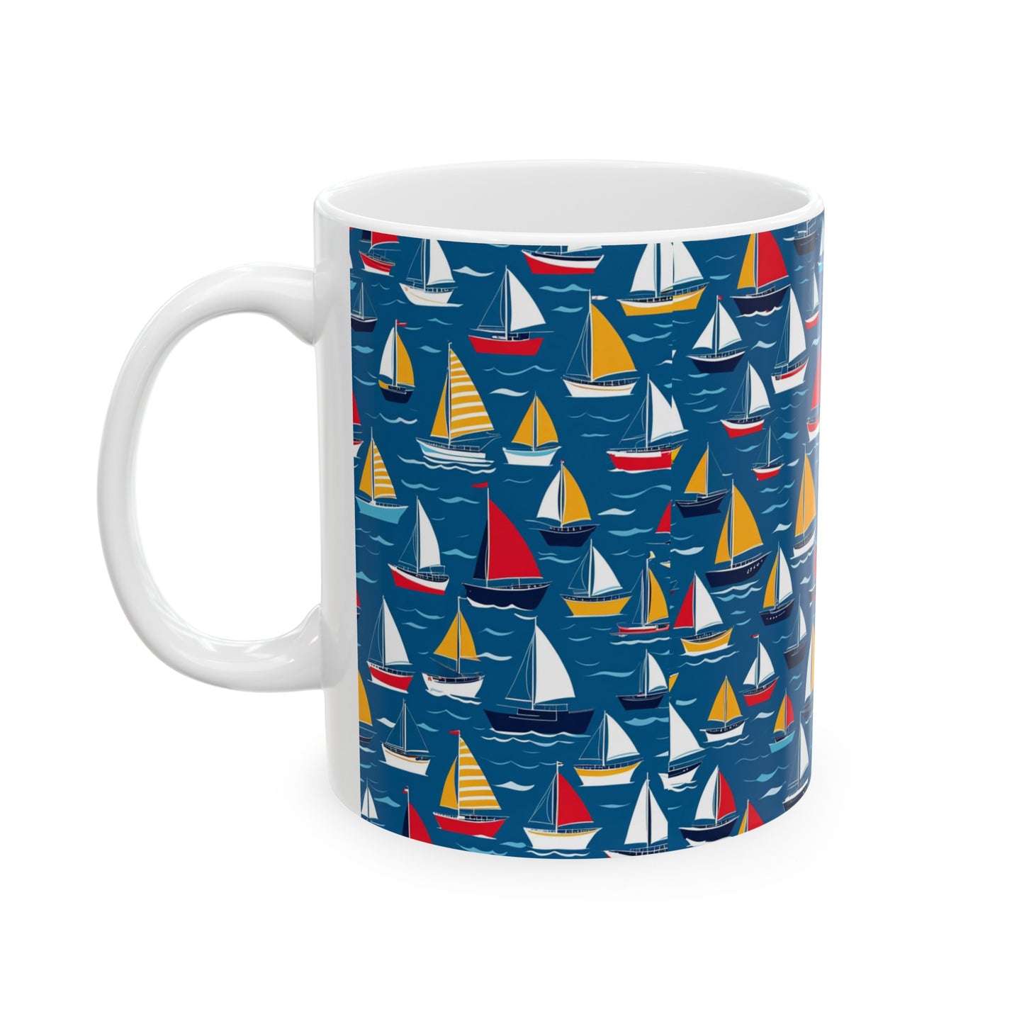 Sail boats, Ceramic Mug, (11oz) 0$ S&H